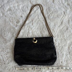 Whiting&Davis Black Sequined Shoulder Bag with Gold Chain